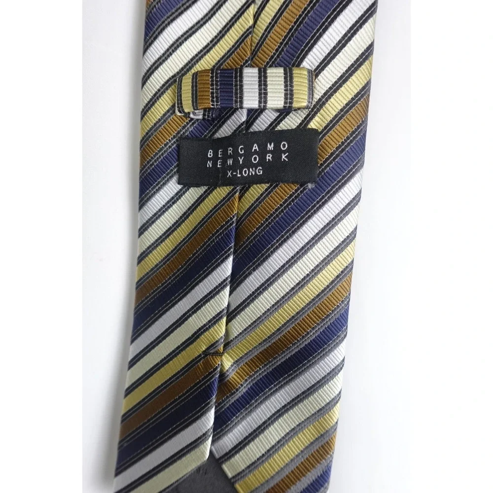 Bergamo New York Necktie Tie Men Stripe  100% Silk Hand Made Extra Long‎ Repp